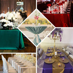 Satin Rectangular 90"x132" Tablecloth Lavender Lilac - Seamless Table Cover