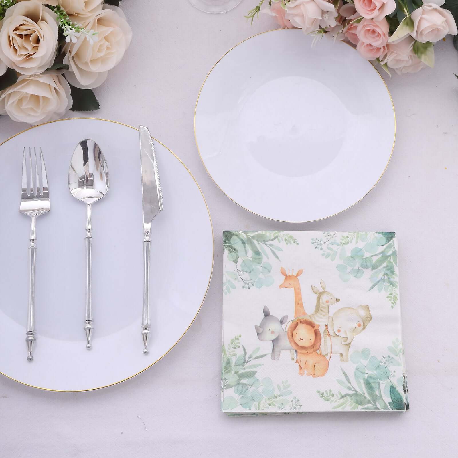 20-Pack Paper Beverage Napkins with Safari Animal Print - Jungle Theme 2 Ply Disposable Party Napkins 6.5"x6.5" 18GSM