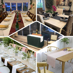 Faux Linen 14"x108" Table Runner Dusty Rose - Rustic Style Table Decor