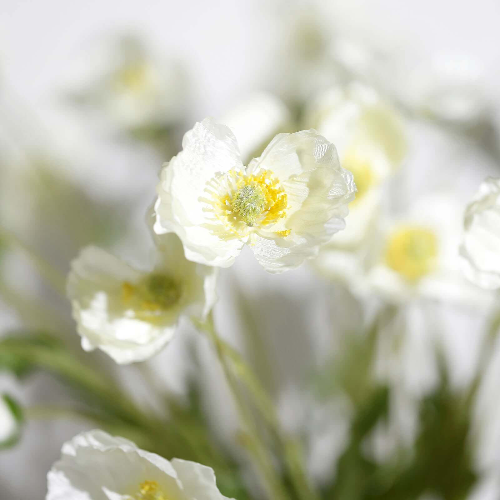 2 Stems 33" Ivory Artificial Silk Poppy Flower Bouquet Bushes