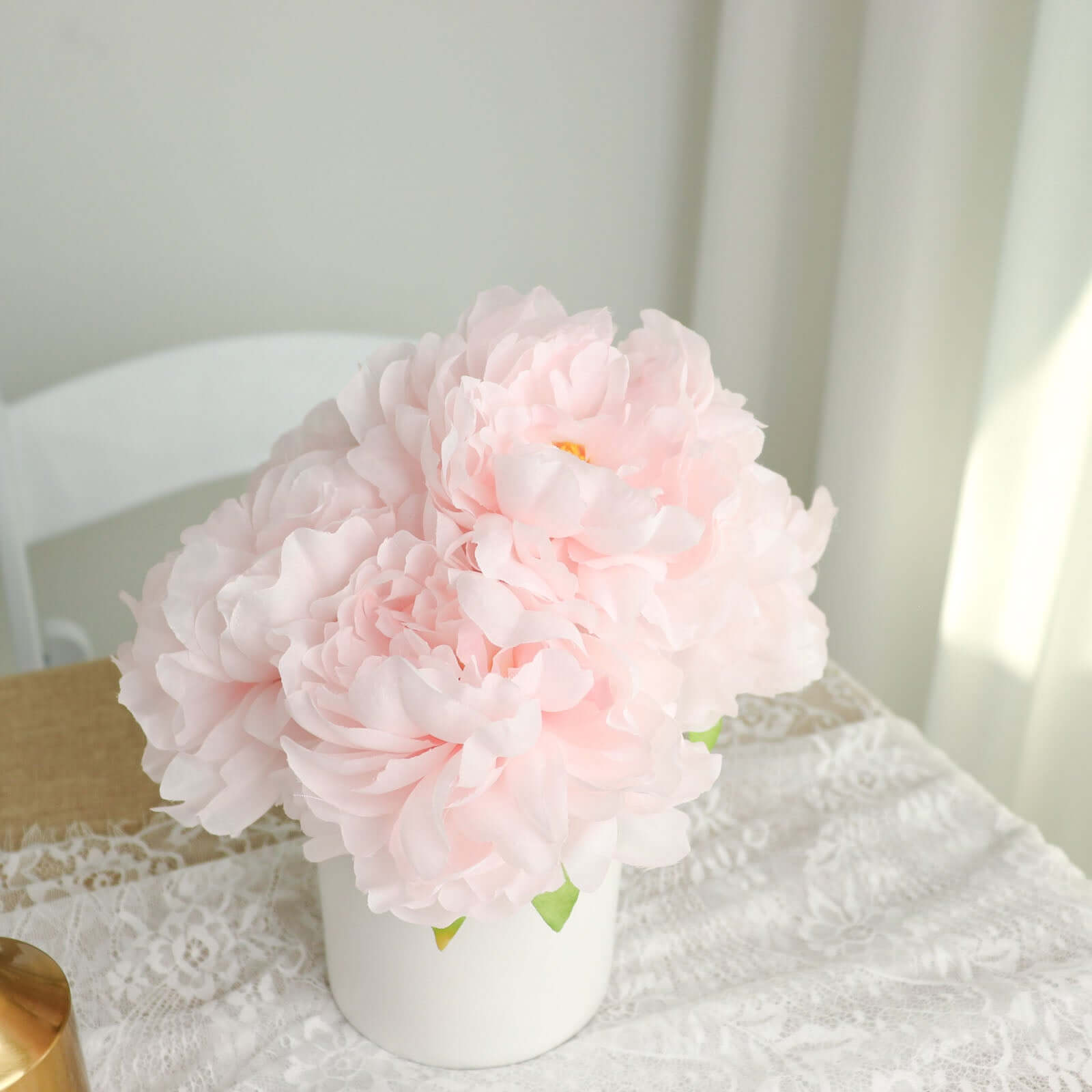 2 Bushes 17" Blush Artificial Silk Peony Flower Bouquets, Real Touch Peonies Spray