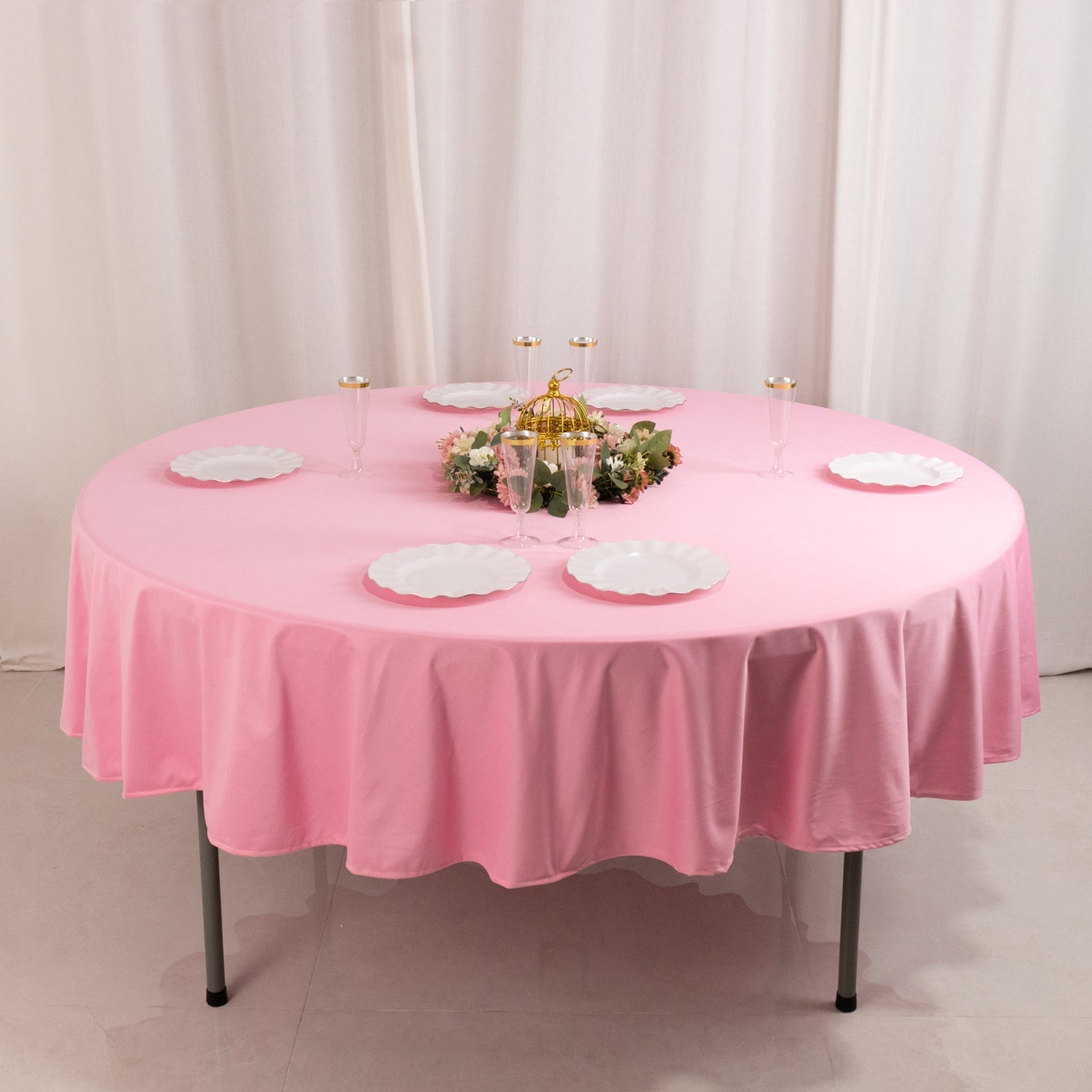 Scuba Round 90" Tablecloth Pink - Wrinkle Free & Stain Resistant Table Cover