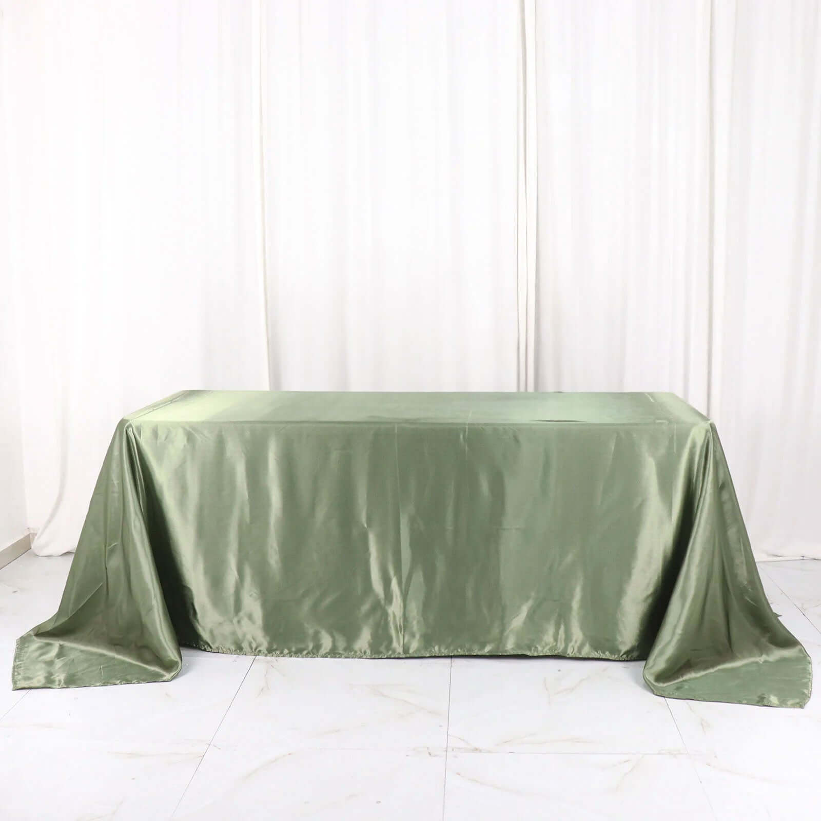 Satin Rectangular 90"x132" Tablecloth Dusty Sage Green - Seamless Table Cover