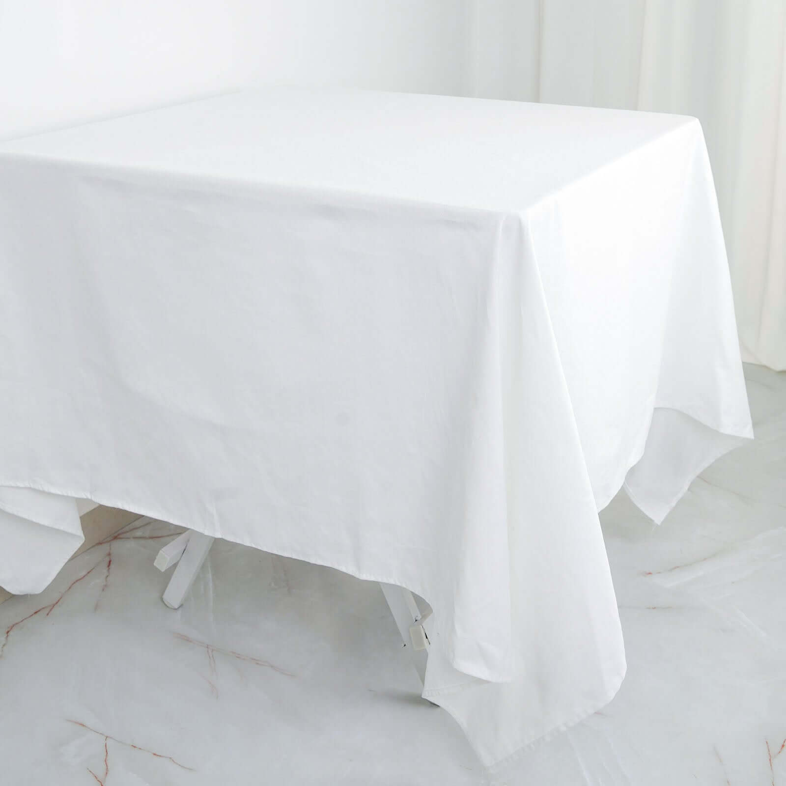 100% Cotton 70"x70" Square Tablecloth White Linen - Sophisticated, Soft & Breathable Fabric Table Cover