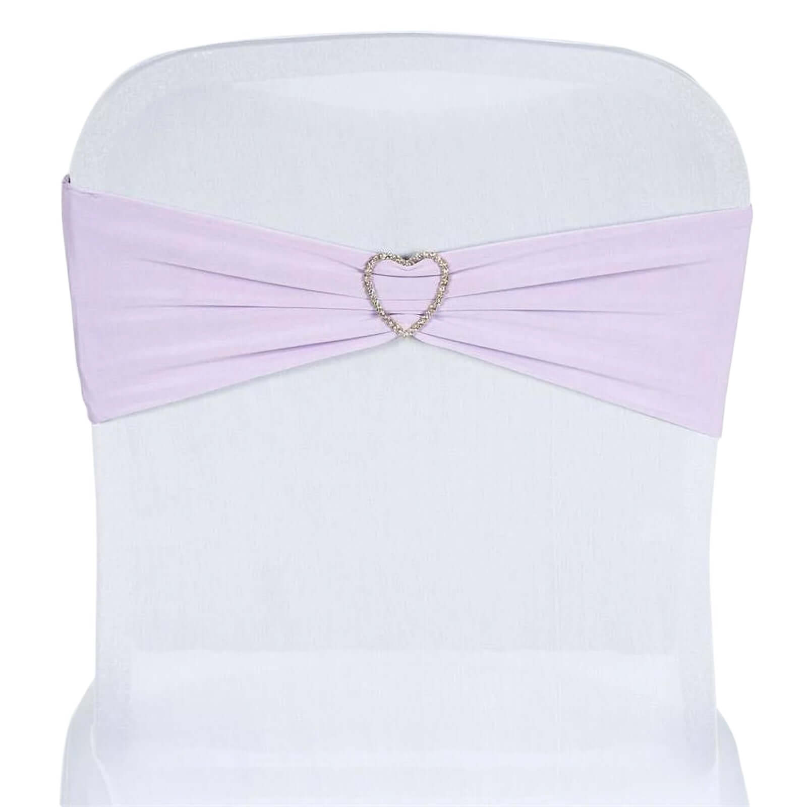 5 Pack Stretch Spandex Chair Sashes Lavender Lilac - Fitted Finish Two Ply Heavy Duty Chair Bands 5"x12"