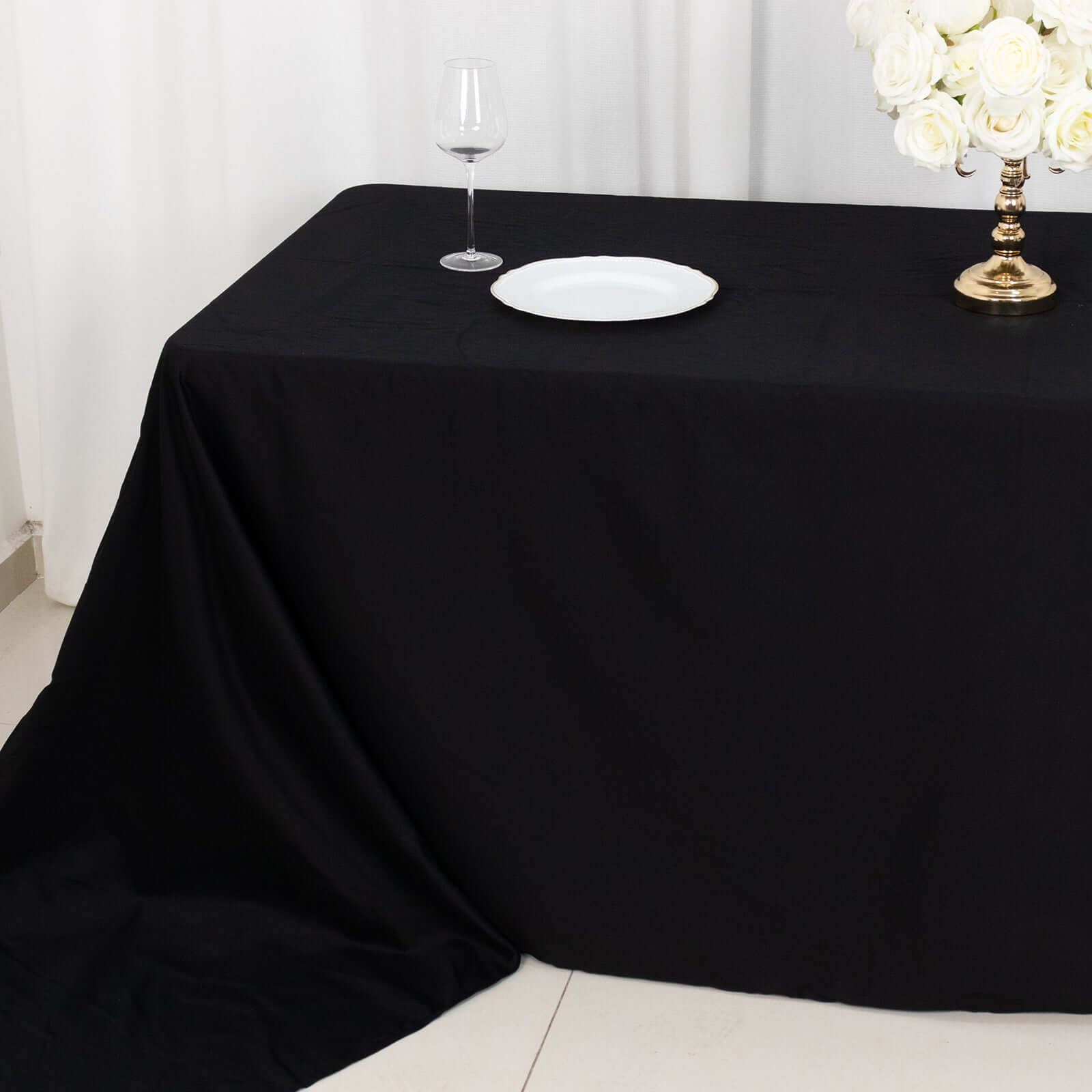 100% Cotton 90"x156" Rectangle Tablecloth Black Linen - Seamless, Soft & Breathable Table Cover