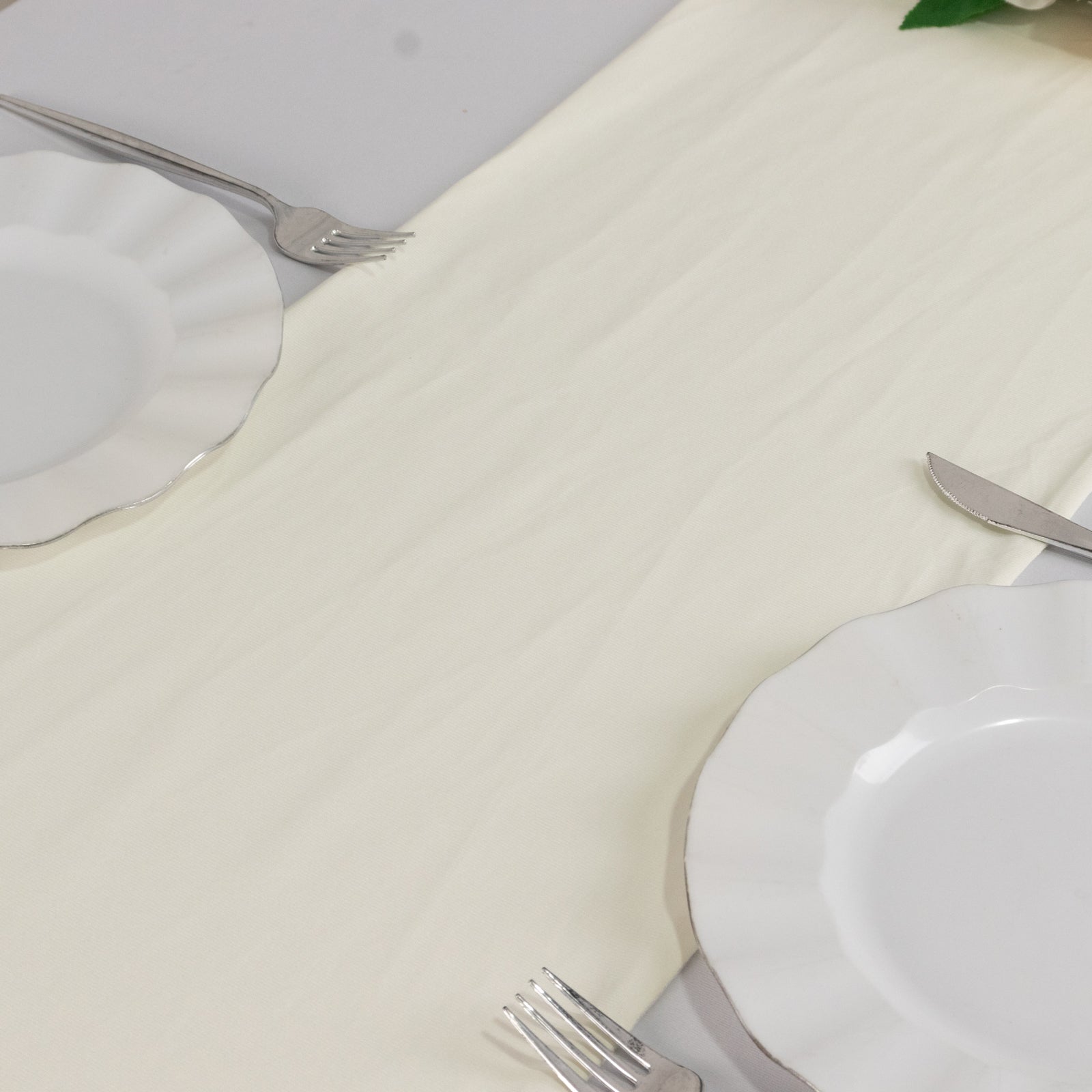 Scuba Polyester 12"x108" Table Runner Ivory - Wrinkle-Free Table Linen