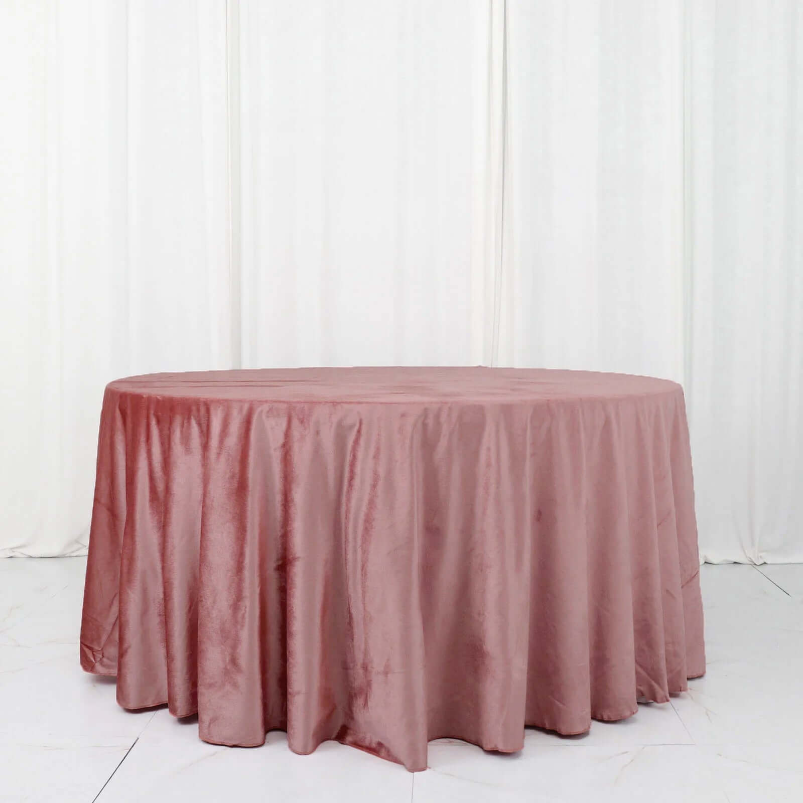 Premium Velvet 120" Round Tablecloth Dusty Rose - Reusable Soft & Seamless Table Cover