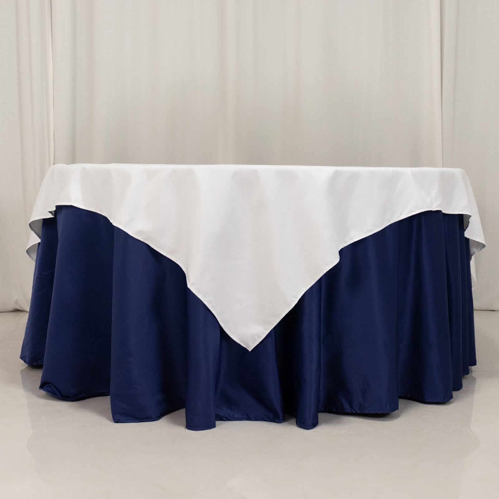 Cotton Blend 70"x70" Table Overlay Square Tablecloth White - Wrinkle-Resistant Fabric for Modern Table Decor