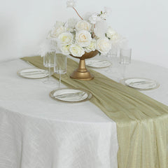 Glitter Gauze 27"x120" Table Runner Champagne - Sparkling Reusable Sheer Table Linen