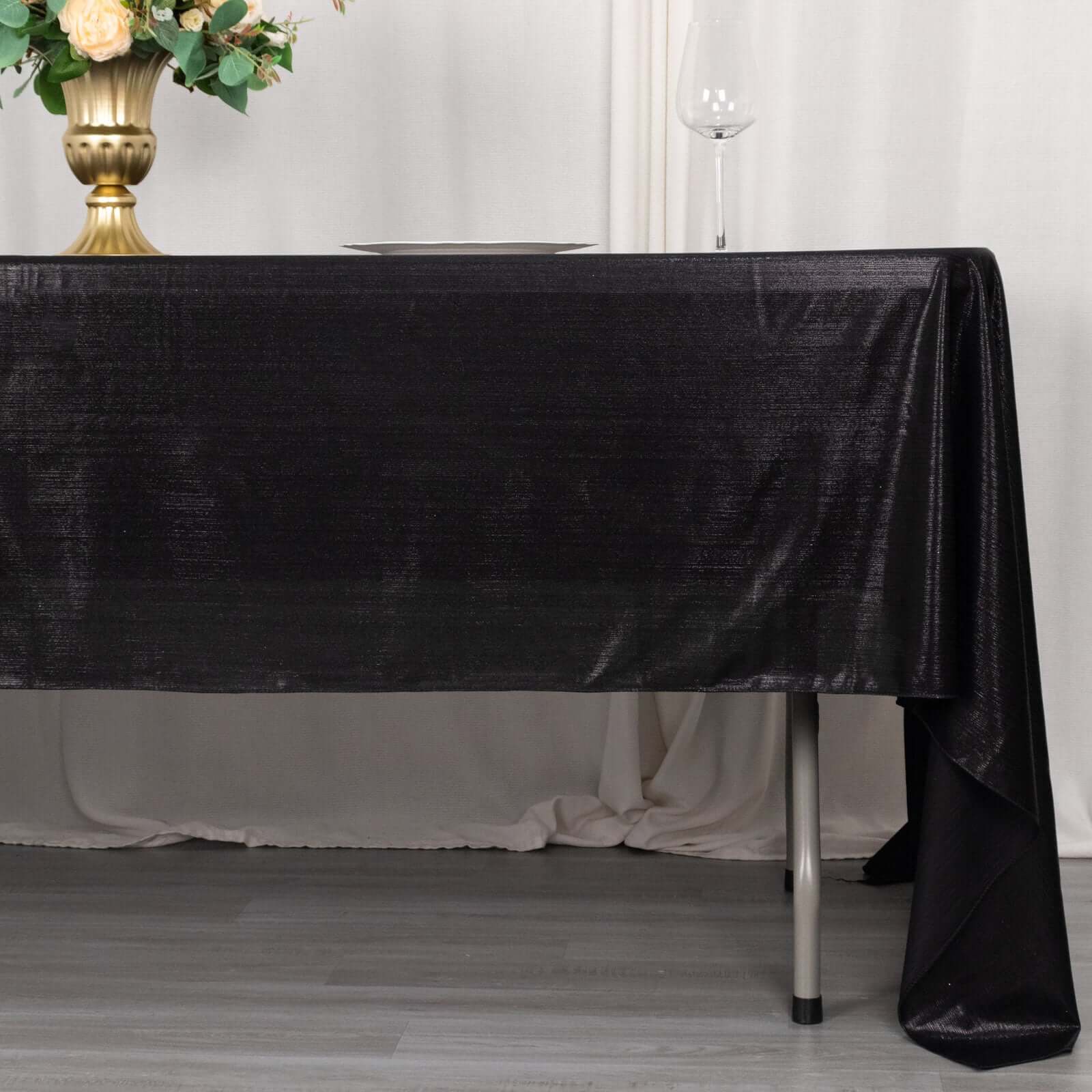 Sequin Dots Polyester 60"x126" Rectangle Tablecloth Shimmering Black - Wrinkle Free & Sparkling Table Cover