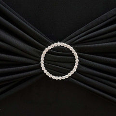 Rhinestone Chair Sash Band Buckle Silver 2" Circle Metal - Glittering Diamond Bow Pin for Chair Sashes & Wedding Decor