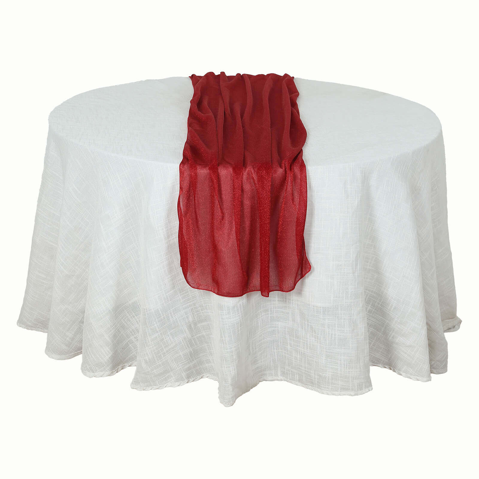 Glitter Gauze 27"x120" Table Runner Red - Sparkling Reusable Sheer Table Linen
