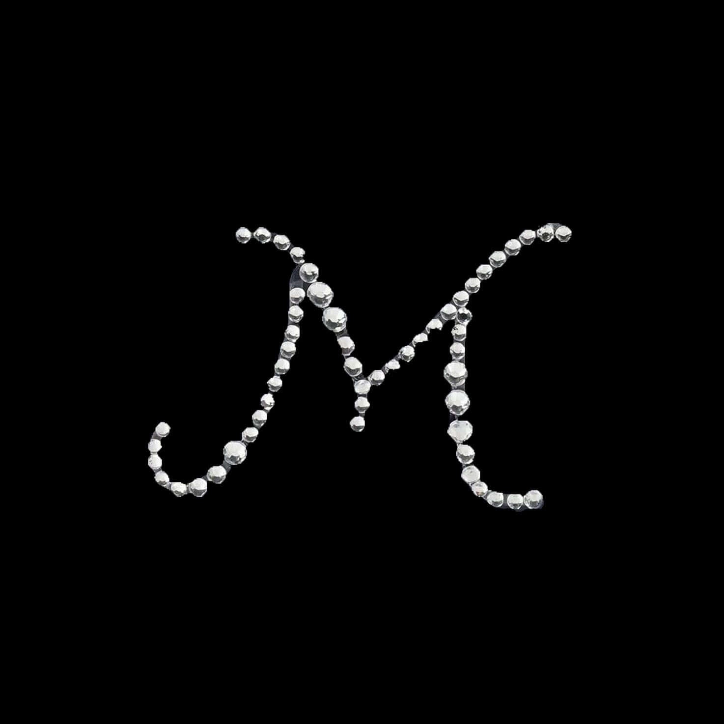 12 Pack 1.5" Clear Rhinestone Monogram Letter Jewel Sticker Self Adhesive DIY Diamond Decor - M