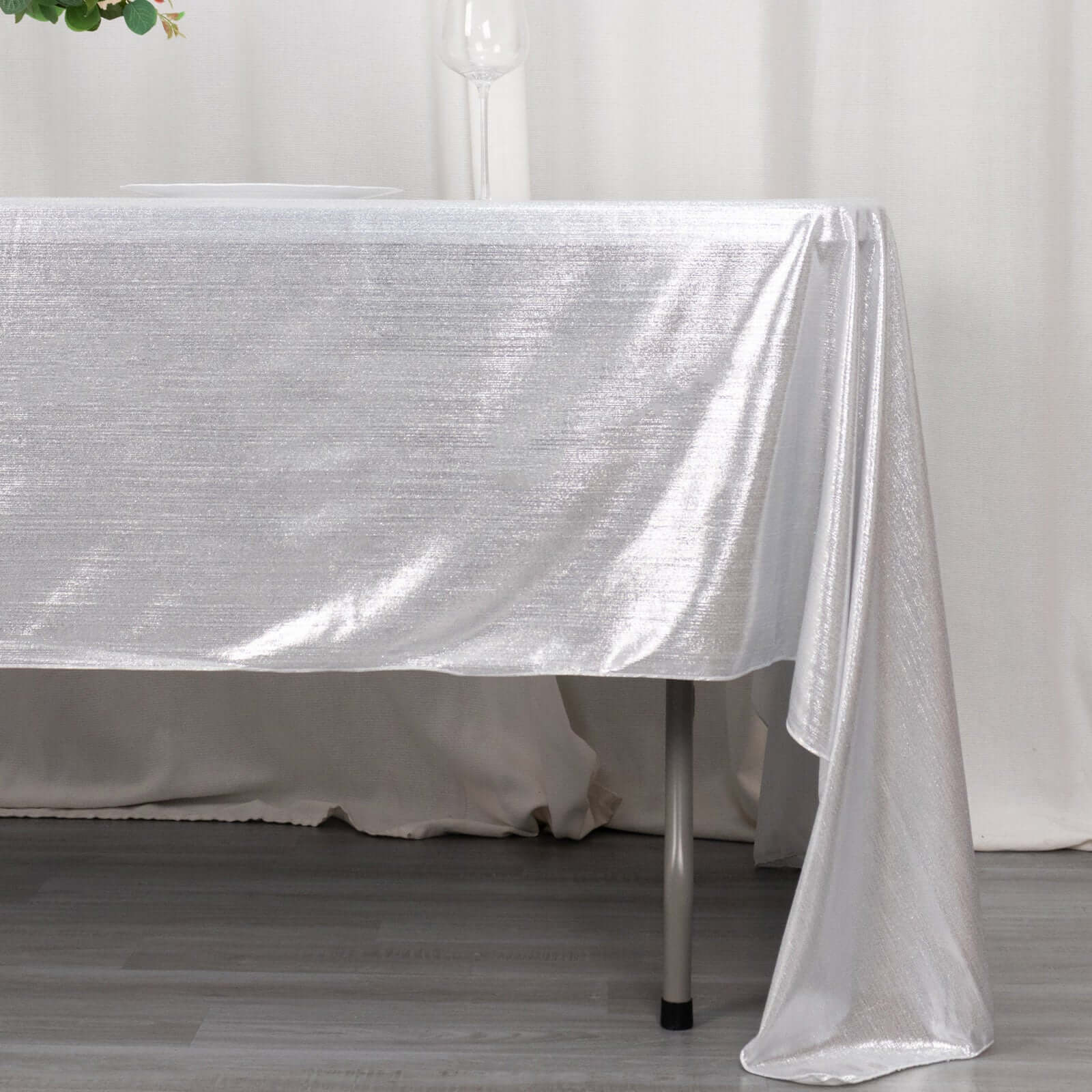 Sequin Dots Polyester 60"x126" Rectangle Tablecloth Shimmering Silver - Wrinkle Free & Sparkling Table Cover