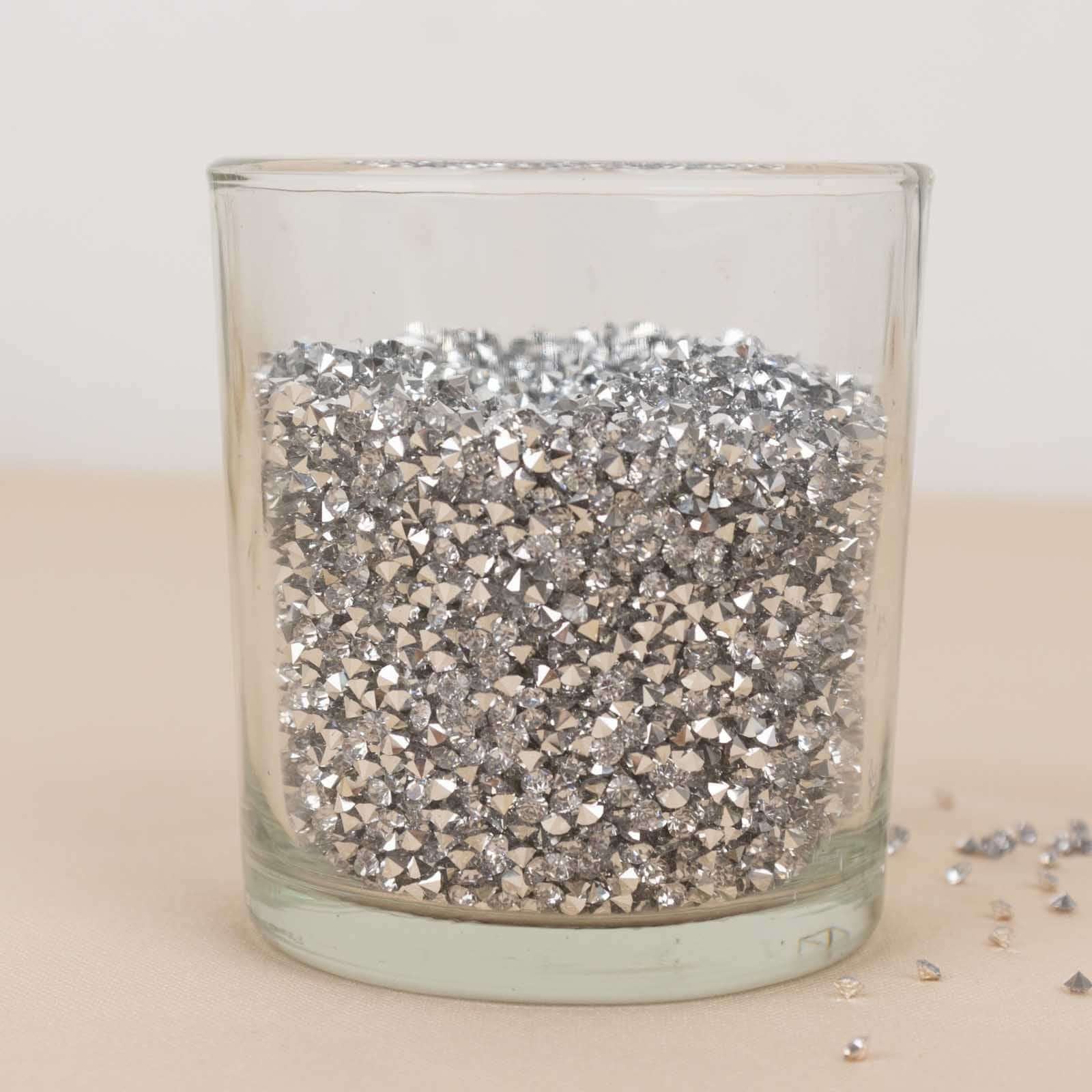 14400 Pcs Faux Diamond Rhinestone Vase Fillers Silver, Wedding Table Scatter Gems Sparkling Decorative Design 3mm