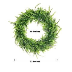2 Pack 22" Green Artificial Lifelike Boxwood Fern Mix Spring Wreaths