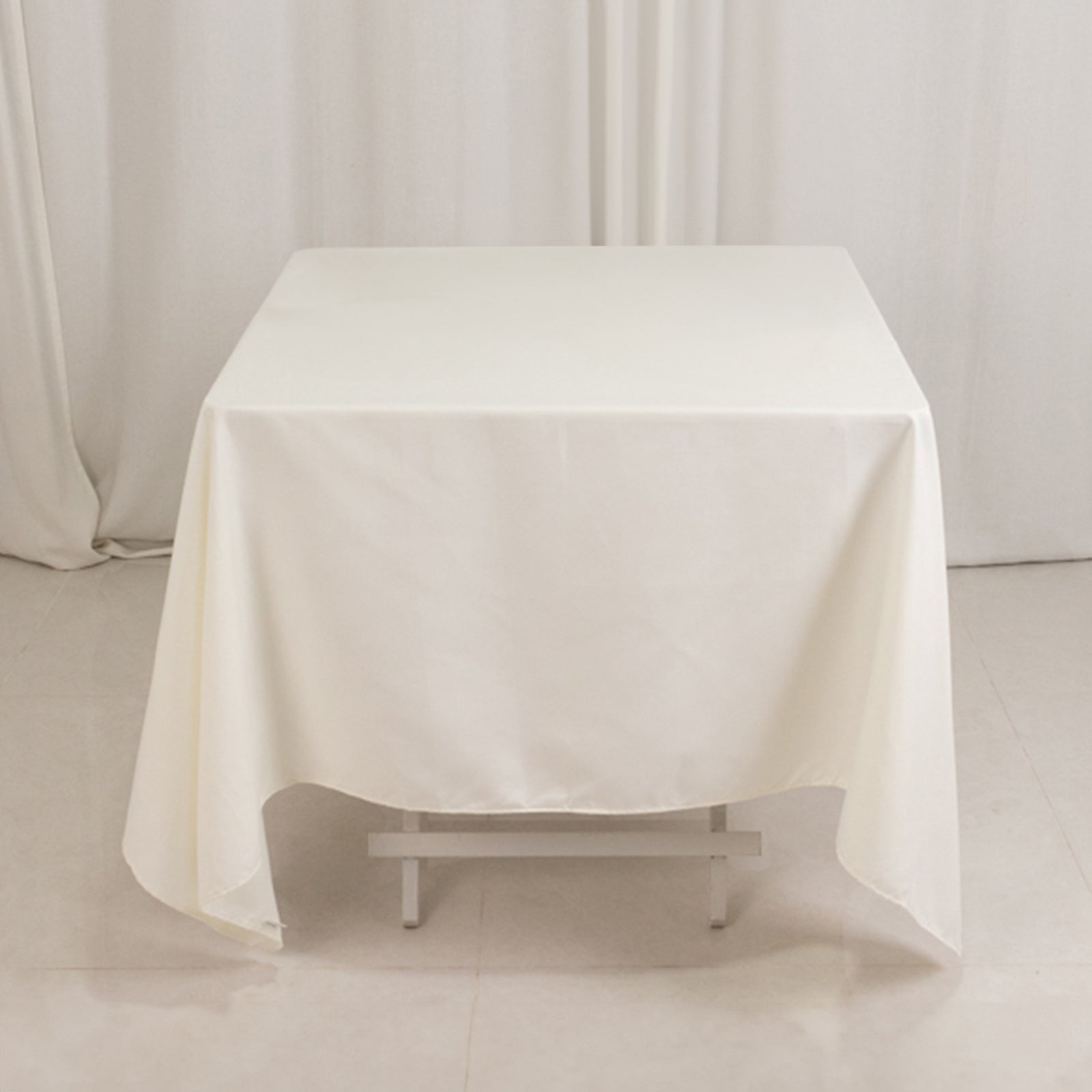 Cotton Blend 70"x70" Square Tablecloth Ivory - Wrinkle-Resistant Fabric Table Cover