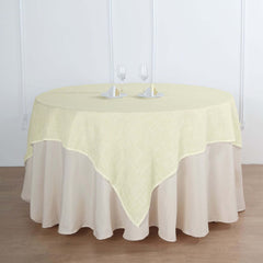 Linen 72"x72" Table Overlay Square Tablecloth Ivory - Slubby Textured Wrinkle-Resistant Design for Stylish Occasions