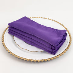 5 Pack Lamour Satin 20"x20" Napkins Purple - Soft Matte Finish Dinner Napkins
