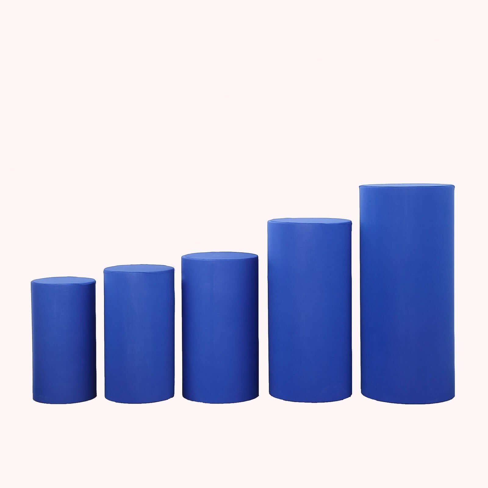 Set of 5 Royal Blue Spandex Cylinder Pedestal Stand Covers, Stretchable Pillar Prop Covers - 160 GSM