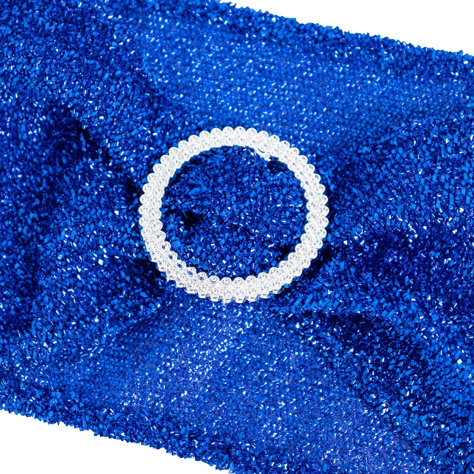 5 Pack Chair Sashes Shimmer Tinsel Spandex 5"x12" with Silver Rhinestone Buckles Royal Blue - Stylish Chair Bands