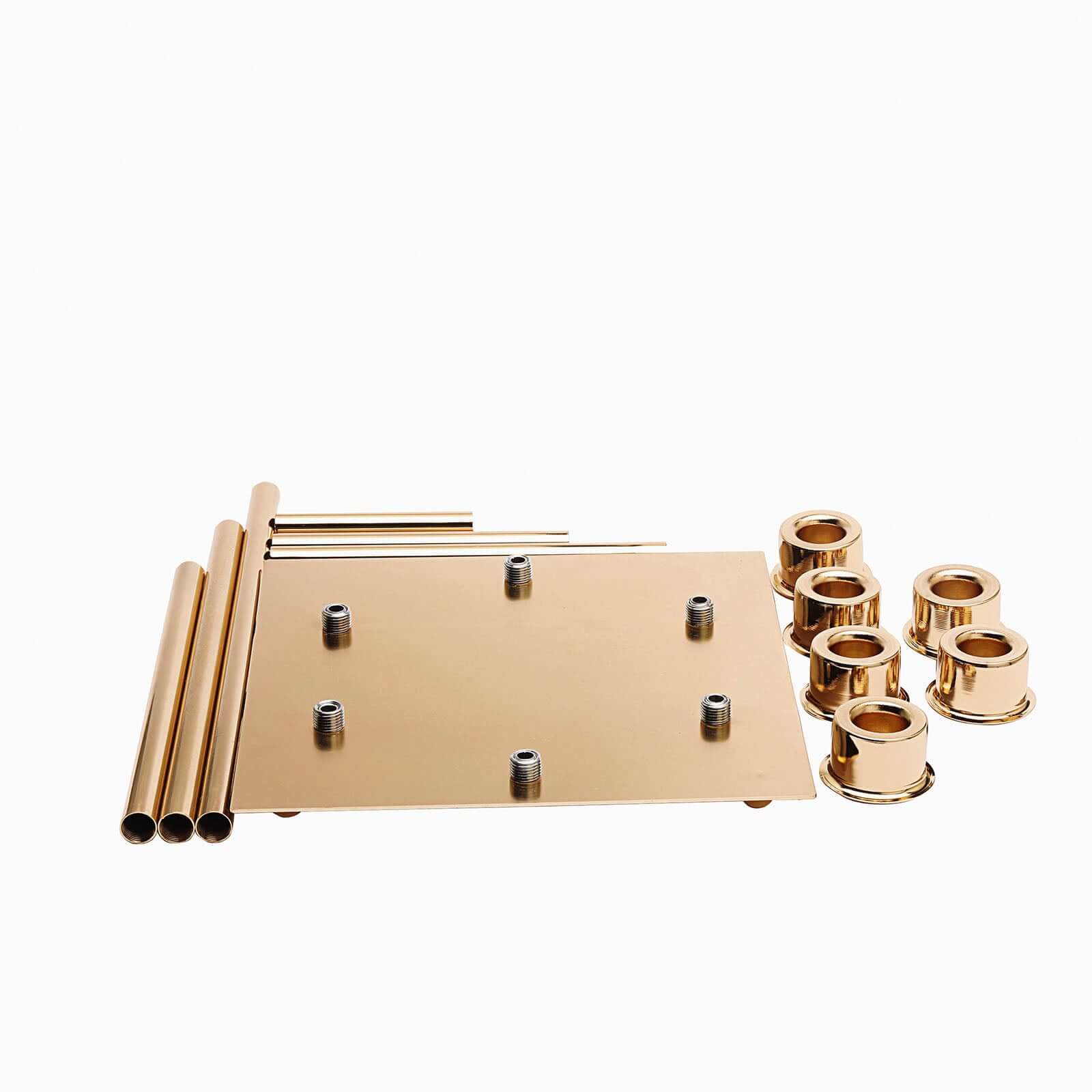 6-Arm Cluster Taper Candle Holder Gold with Clear Glass Shades - Sleek Candle Display for Gatherings 24"