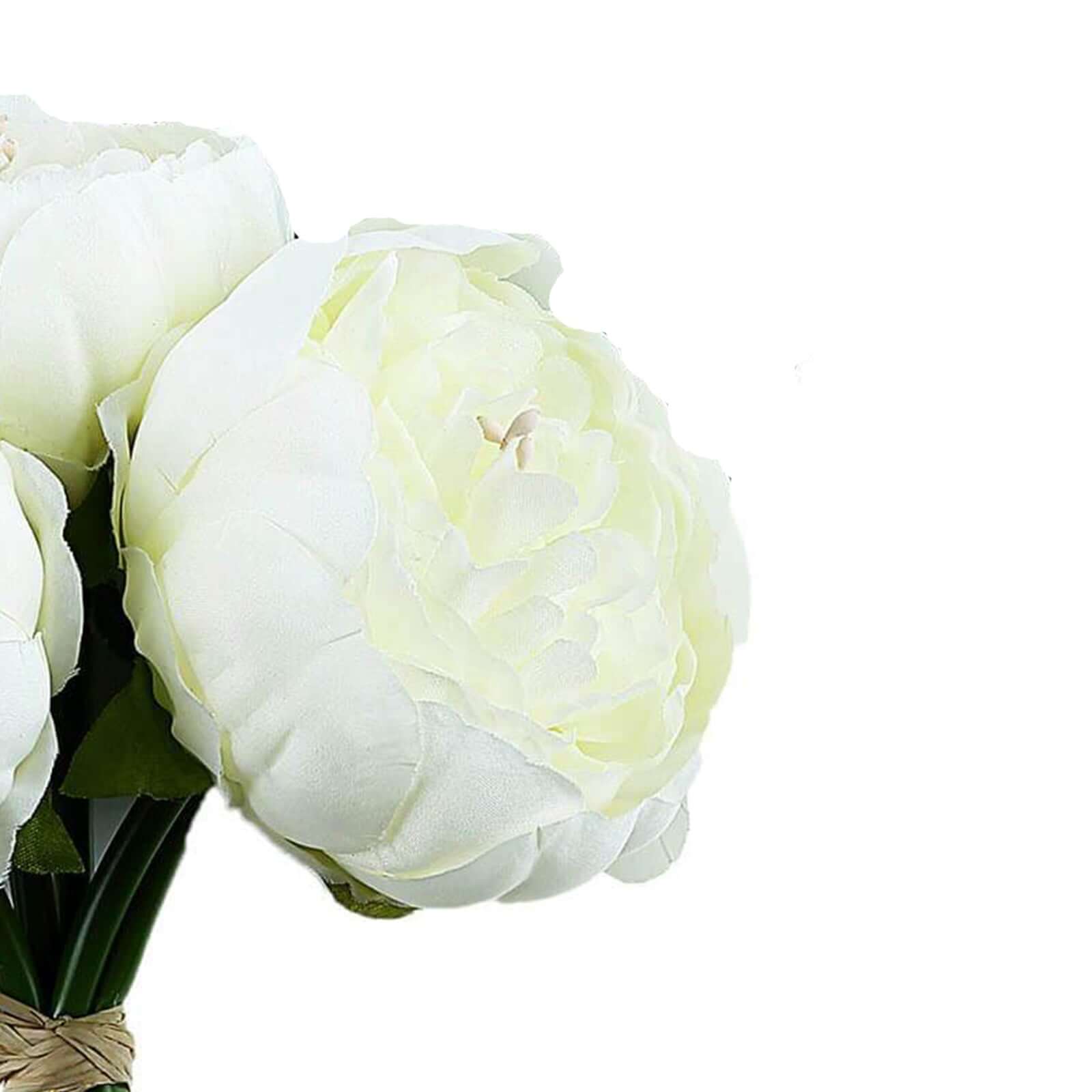 5 Flower Head Cream Peony Bouquet Artificial Silk Peonies Spray