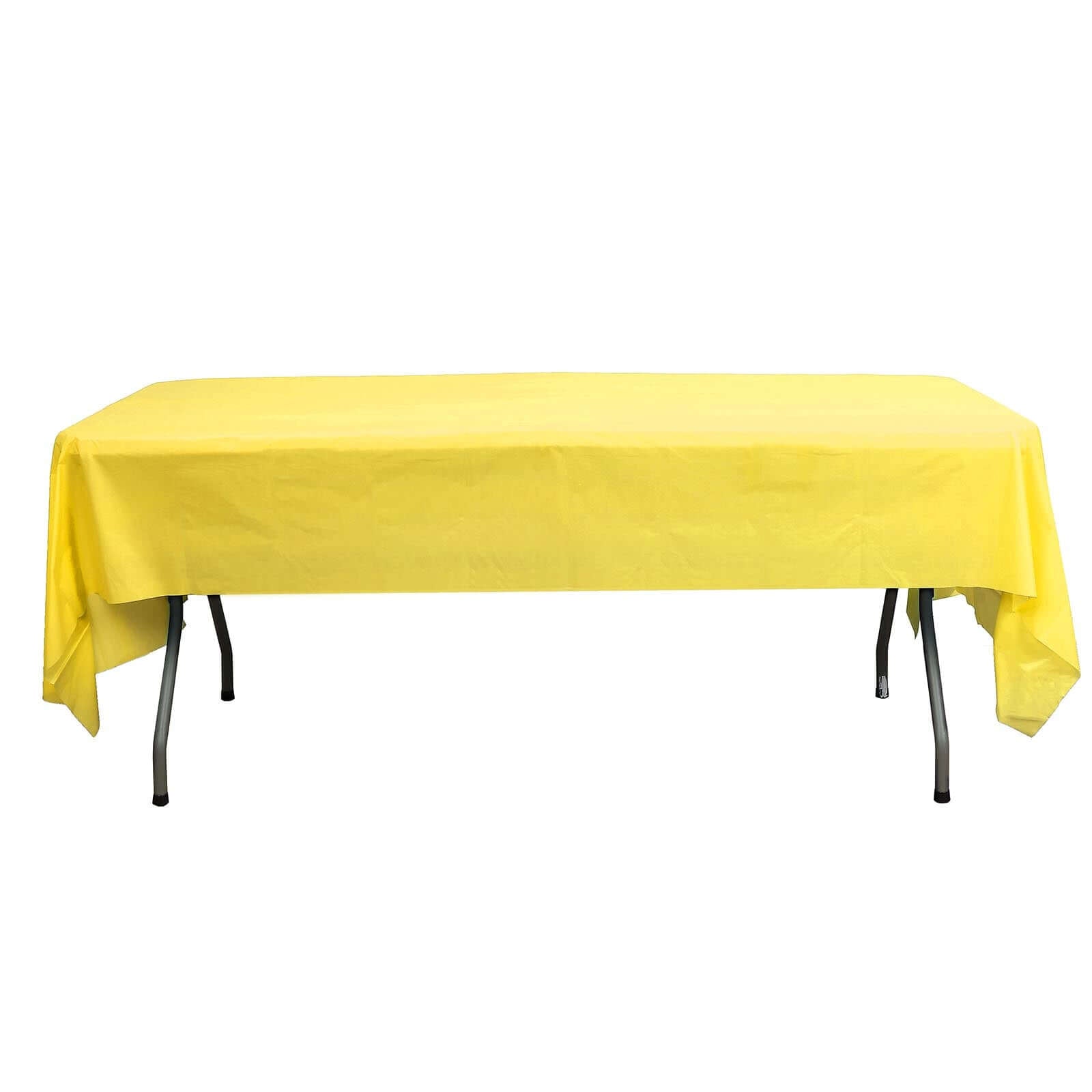 5-Pack Plastic Table Covers Yellow Rectangle - Reliable PVC Disposable Covers for Gatherings 54"x108"