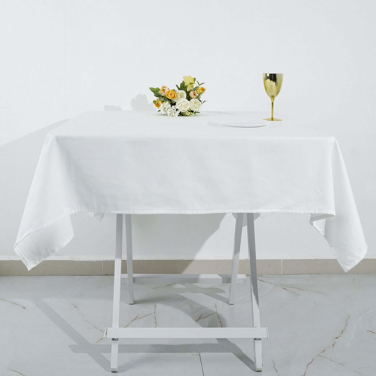 100% Cotton 54"x54" Square Tablecloth White Linen - Sophisticated, Soft & Breathable Fabric Table Cover
