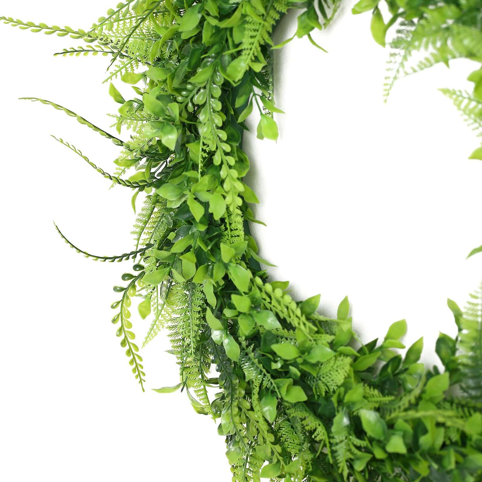 2 Pack 22" Green Artificial Lifelike Boxwood Fern Mix Spring Wreaths