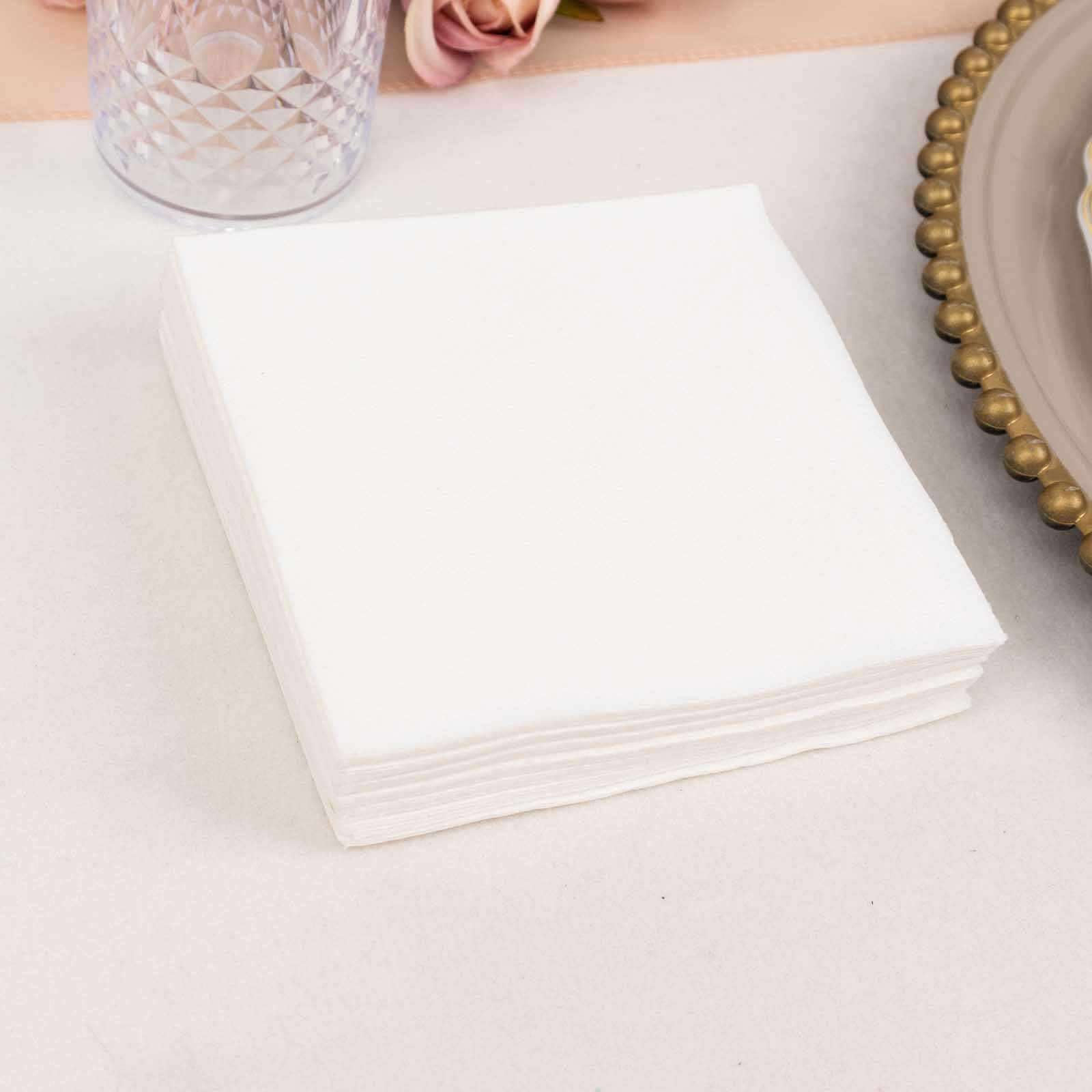 20 Pack Linen-Like Paper 5"x5" Napkins White - Highly Absorbent & Disposable Airlaid Beverage Napkins
