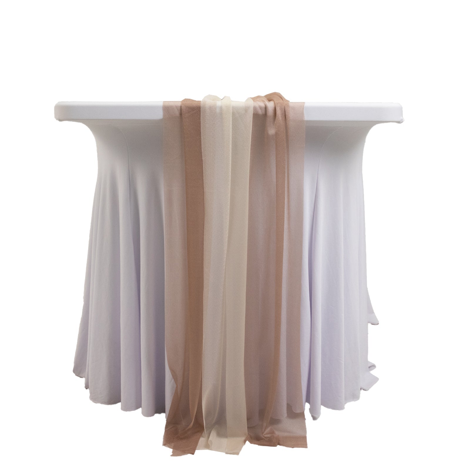 20-Pack 9ft Sheer Table Runners – Taupe/Beige Shimmer Sheer Drapes, Wrinkle-Free