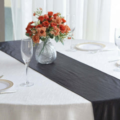 Polyester 12"x108" Table Runner Black Shimmer Sequin Dots - Wrinkle-Free Finish Table Linen