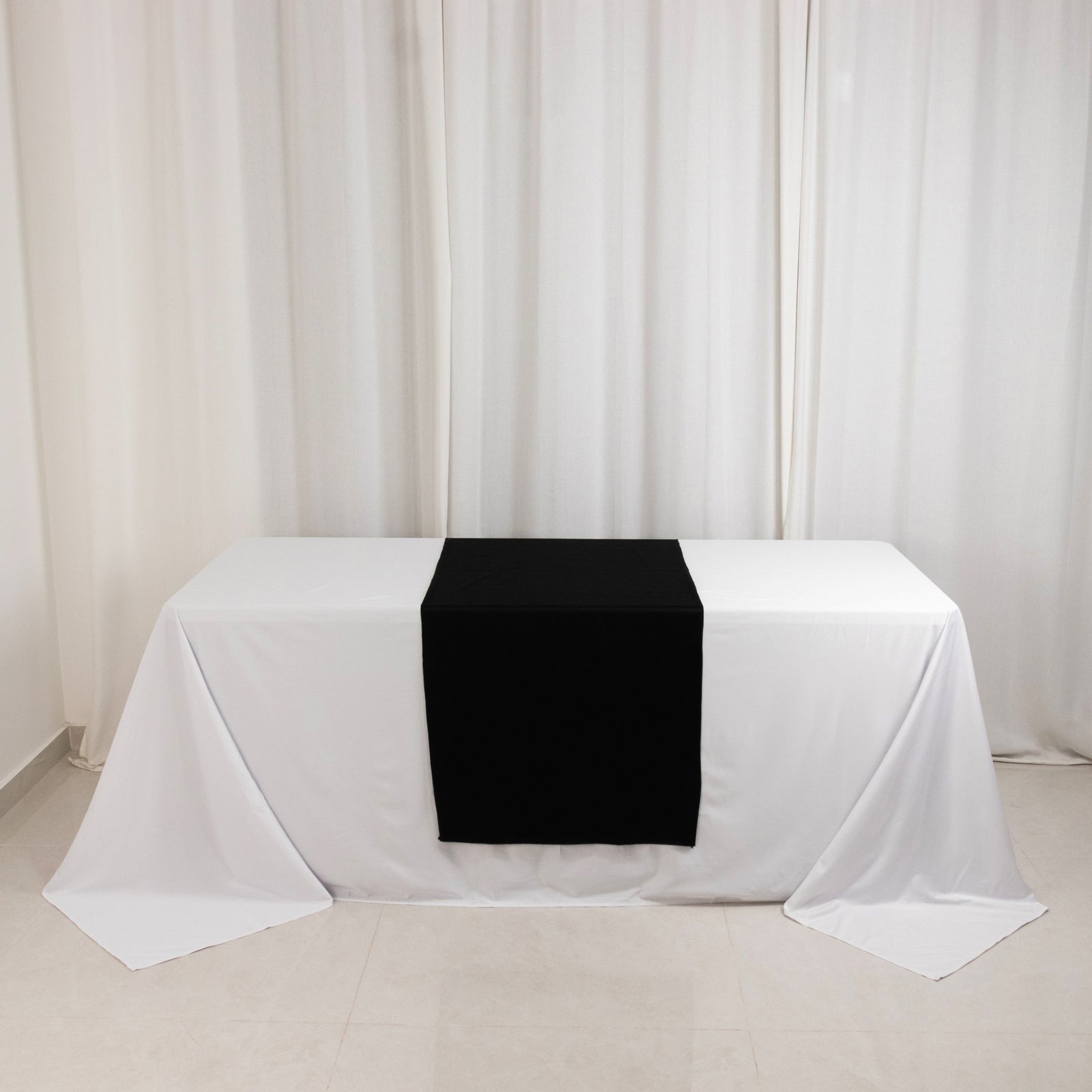 Scuba Polyester 24"x72" Wide Table Runner Black - Wrinkle-Free Table Linen