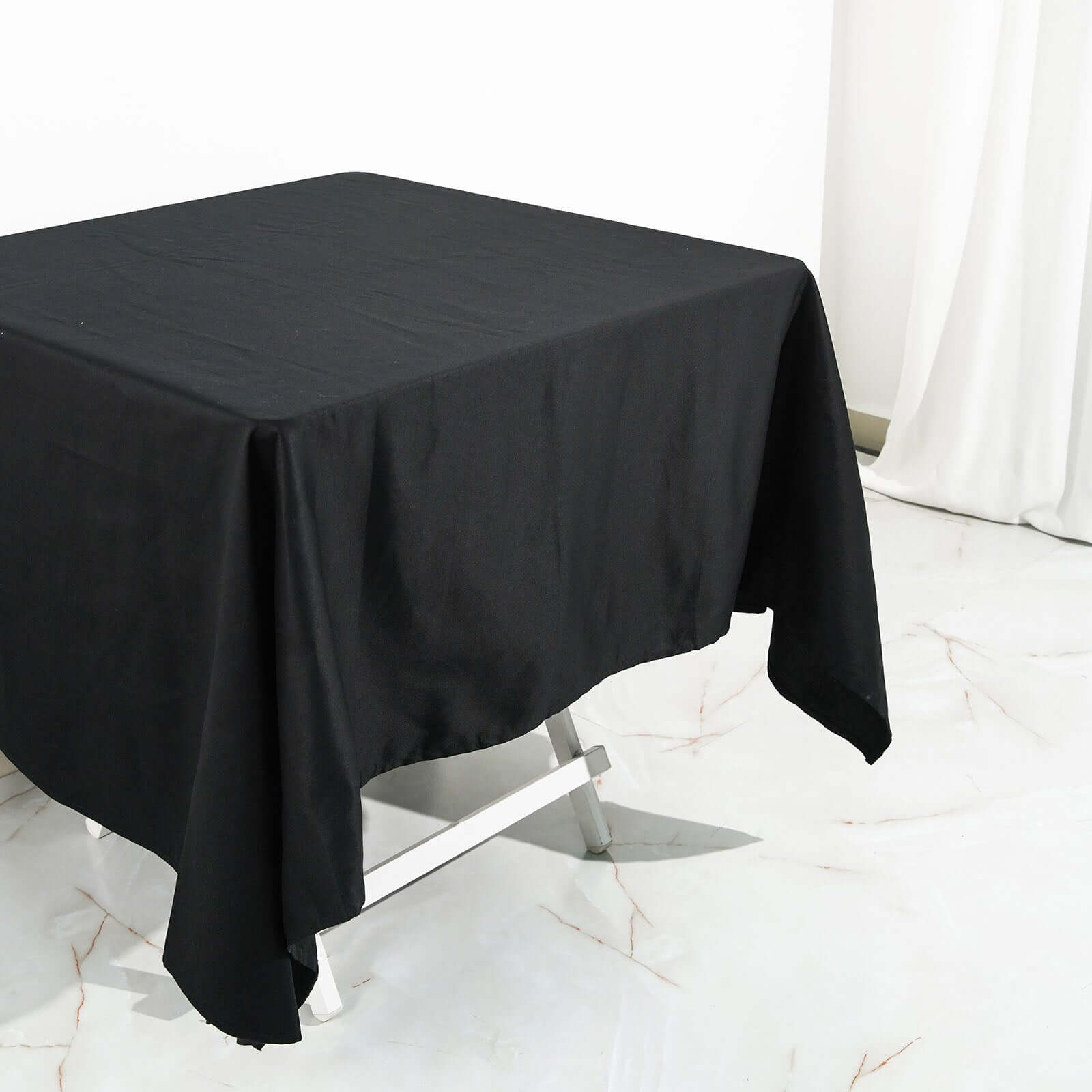100% Cotton 70"x70" Square Tablecloth Black Linen - Soft & Breathable Fabric Table Cover