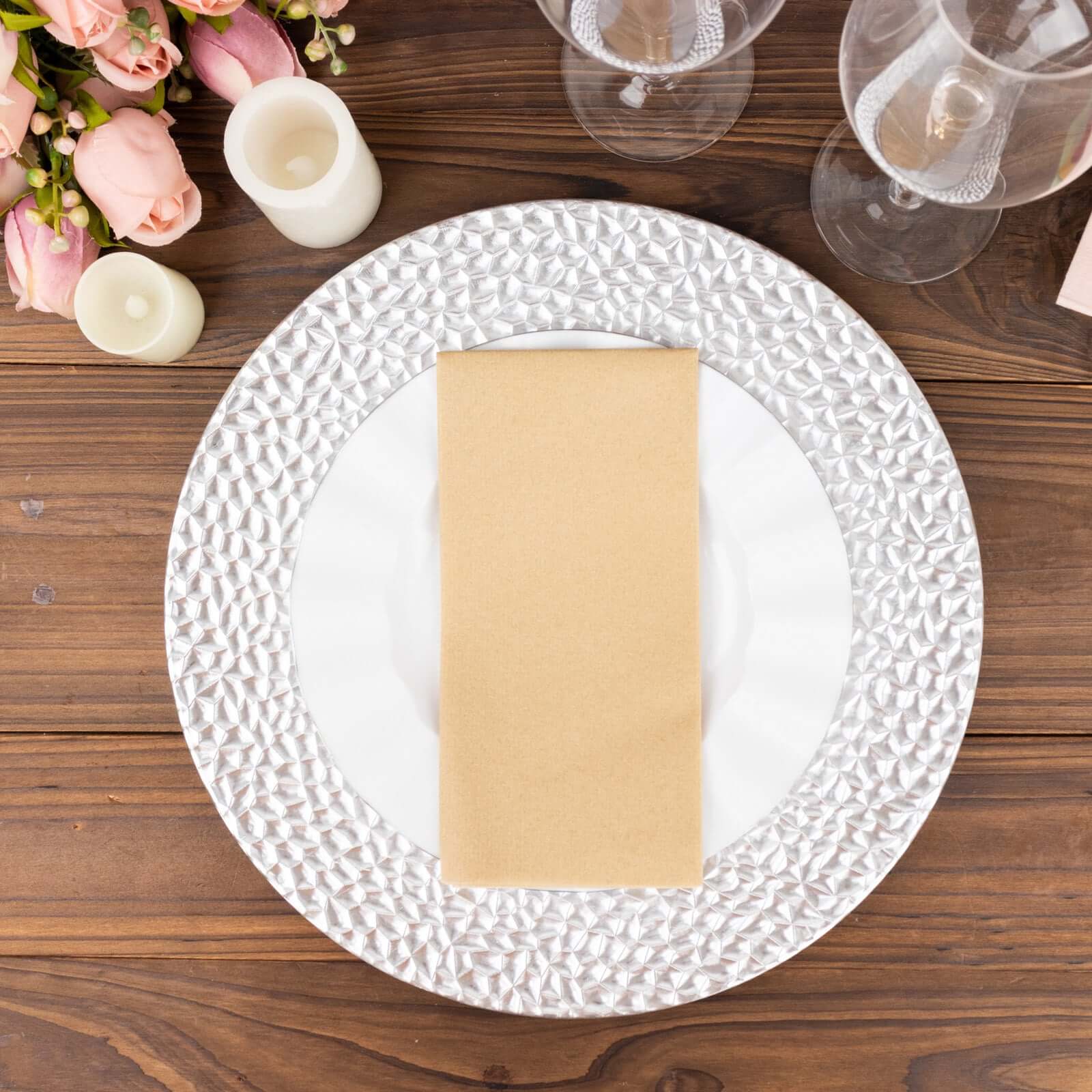 20 Pack Linen-Like Paper 8.5"x4" Napkins Natural - Highly Absorbent & Disposable Airlaid Guest Towels