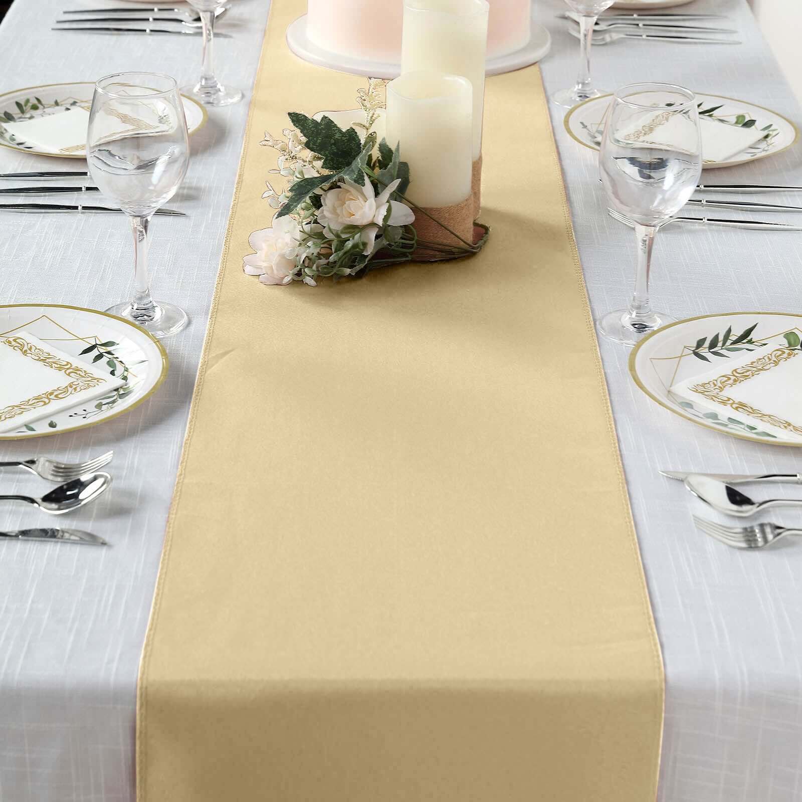 Polyester 12"x108" Table Runner Champagne - Durable & Wrinkle-Resistant Table Decor