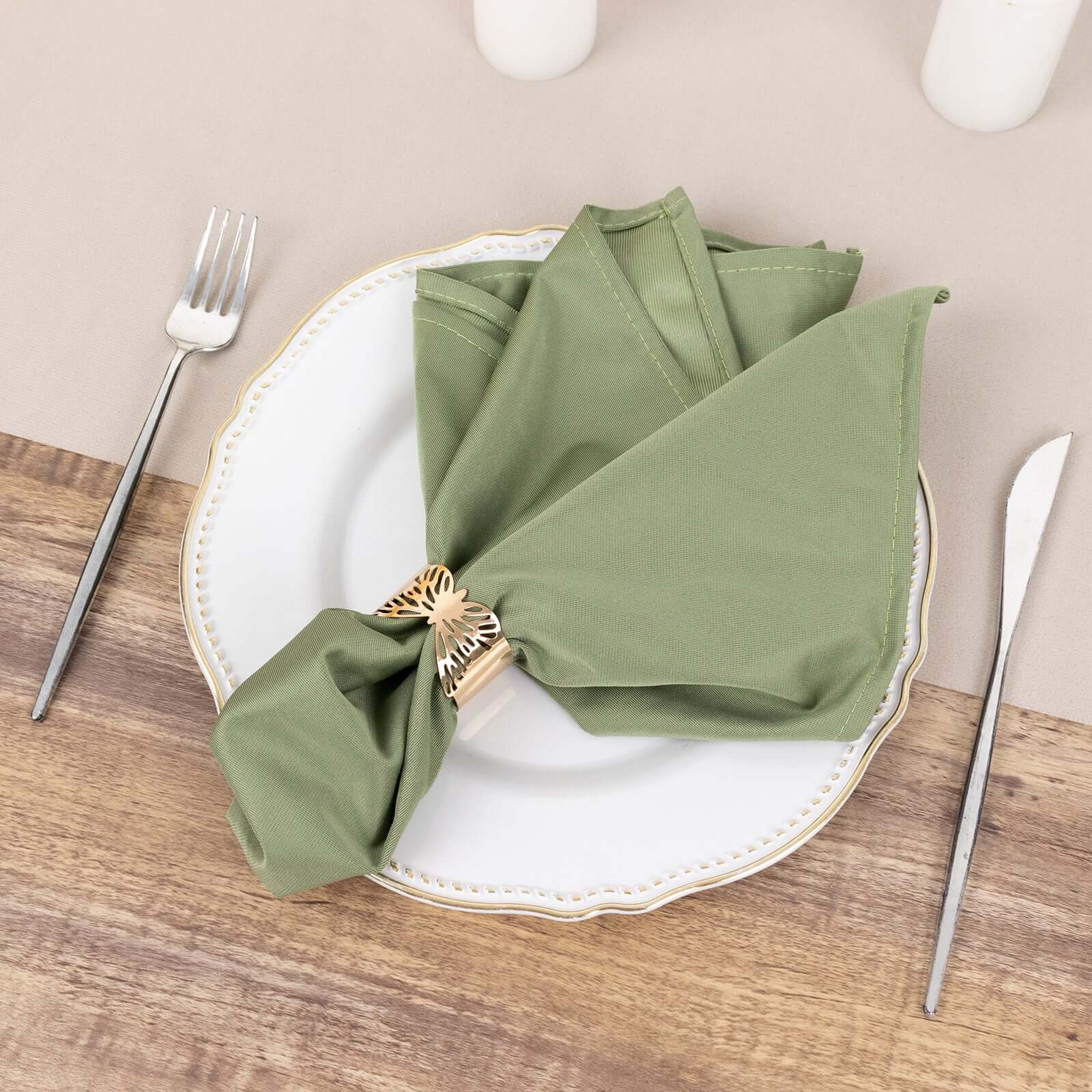5 Pack Scuba 20"x20" Napkins Dusty Sage Green - Durable & Reusable Dinner Napkins