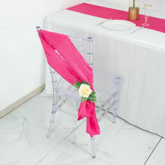 5 Pack Taffeta 6"x106" Chair Sashes Fuchsia Accordion Crinkle Texture - Stylish Decor for Weddings & Gatherings