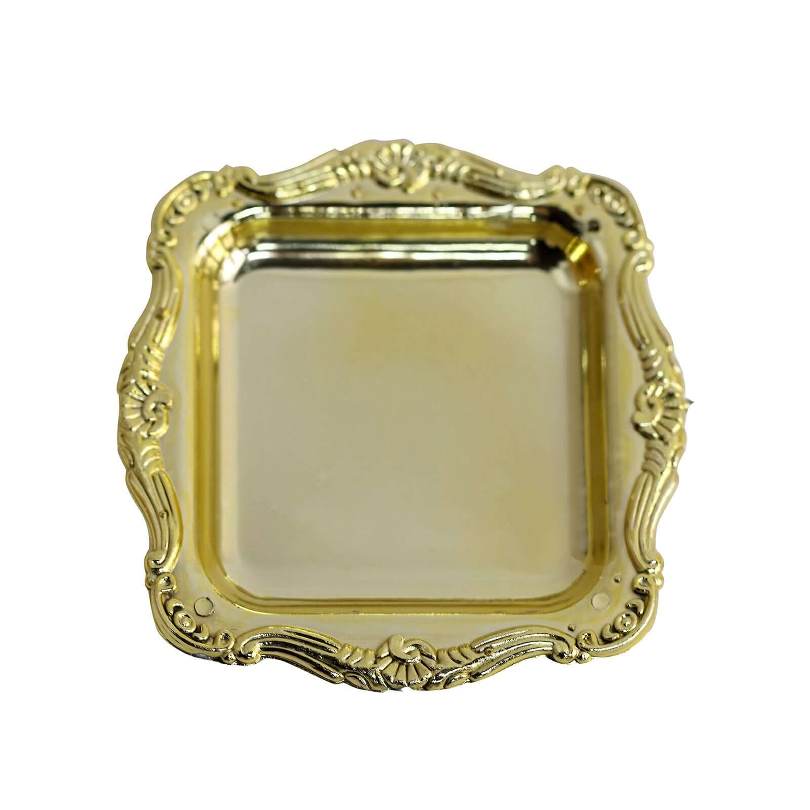 12 Pack 3" Gold Baroque Mini Square Sweet Treats Serving Platter, Party Favor Candy Display Tray