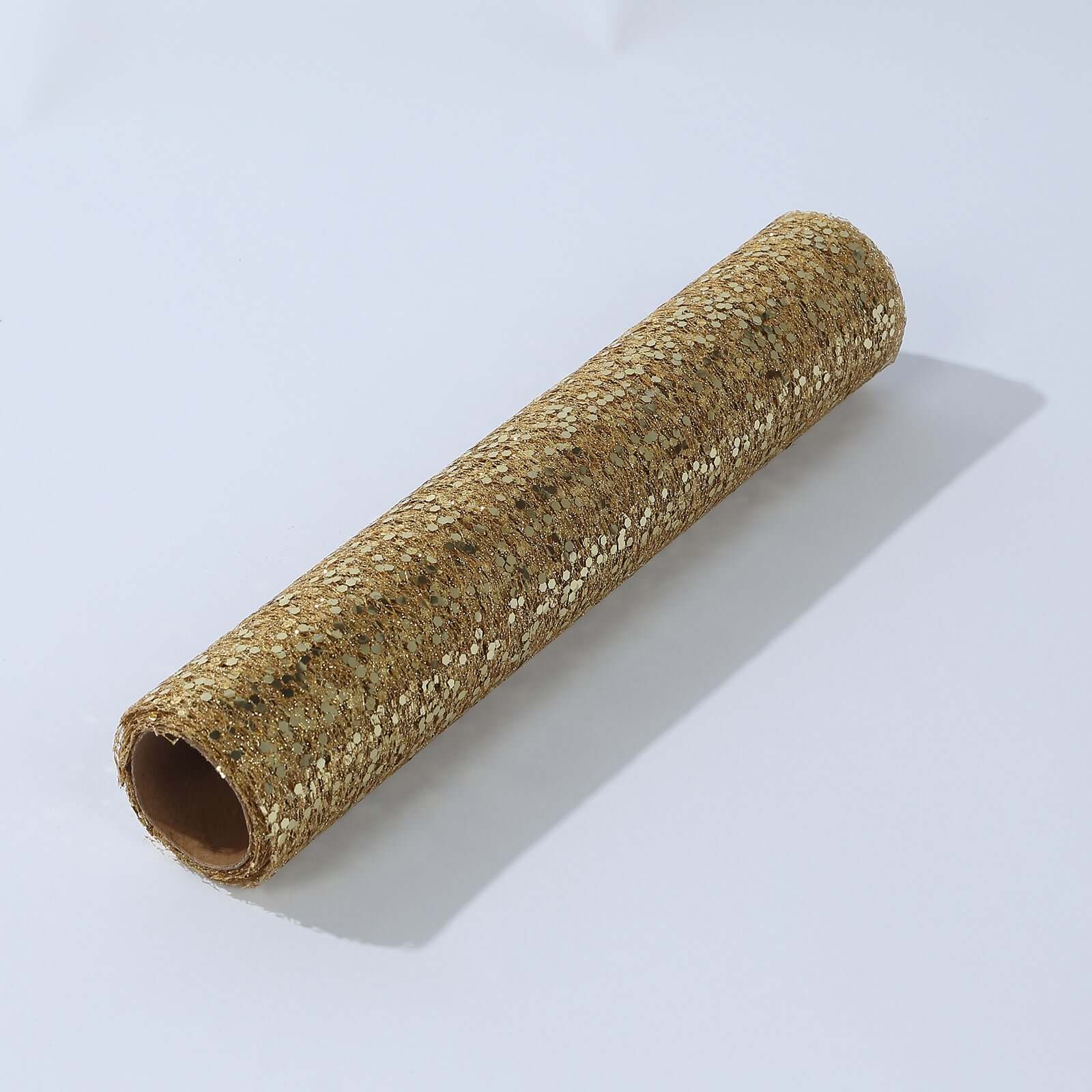 Mesh 11"x108" Table Runner Metallic Gold – Glitter Design for Convenient Event Decoration
