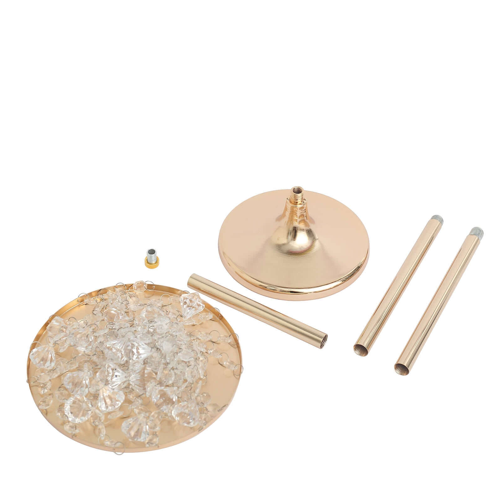 2-Pack Metal Flower Stand Gold with Spiral Hanging Beads - Crystal Pedestal Table Wedding Centerpiece 24"