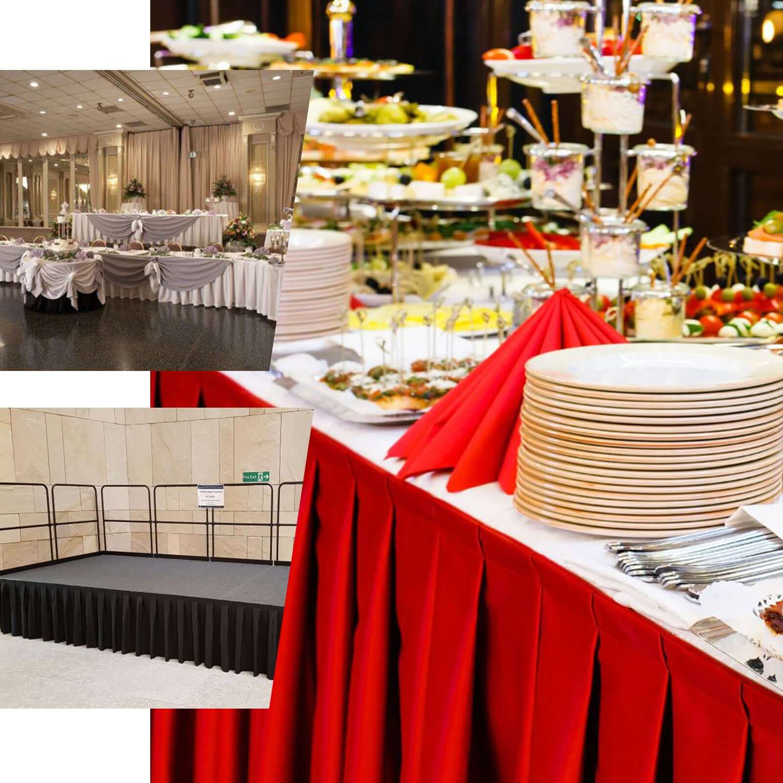 Polyester 17ft Table Skirt Navy Blue - Classic Pleated Design