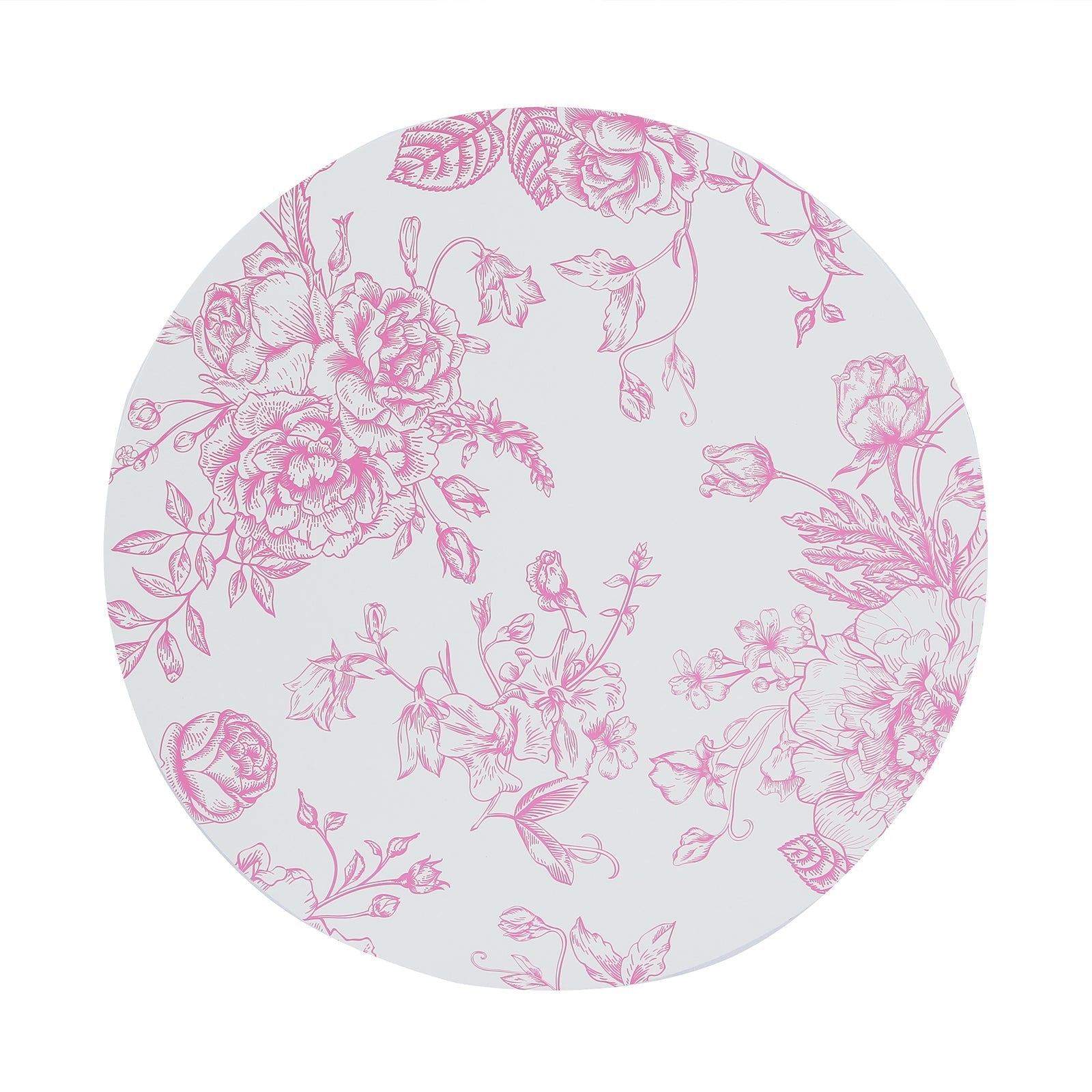 10-Pack Disposable Table Placemats in French Toile Print 13" in White/Matte Pink - Chic Floral Cardboard Placemats for Stylish Table Setting