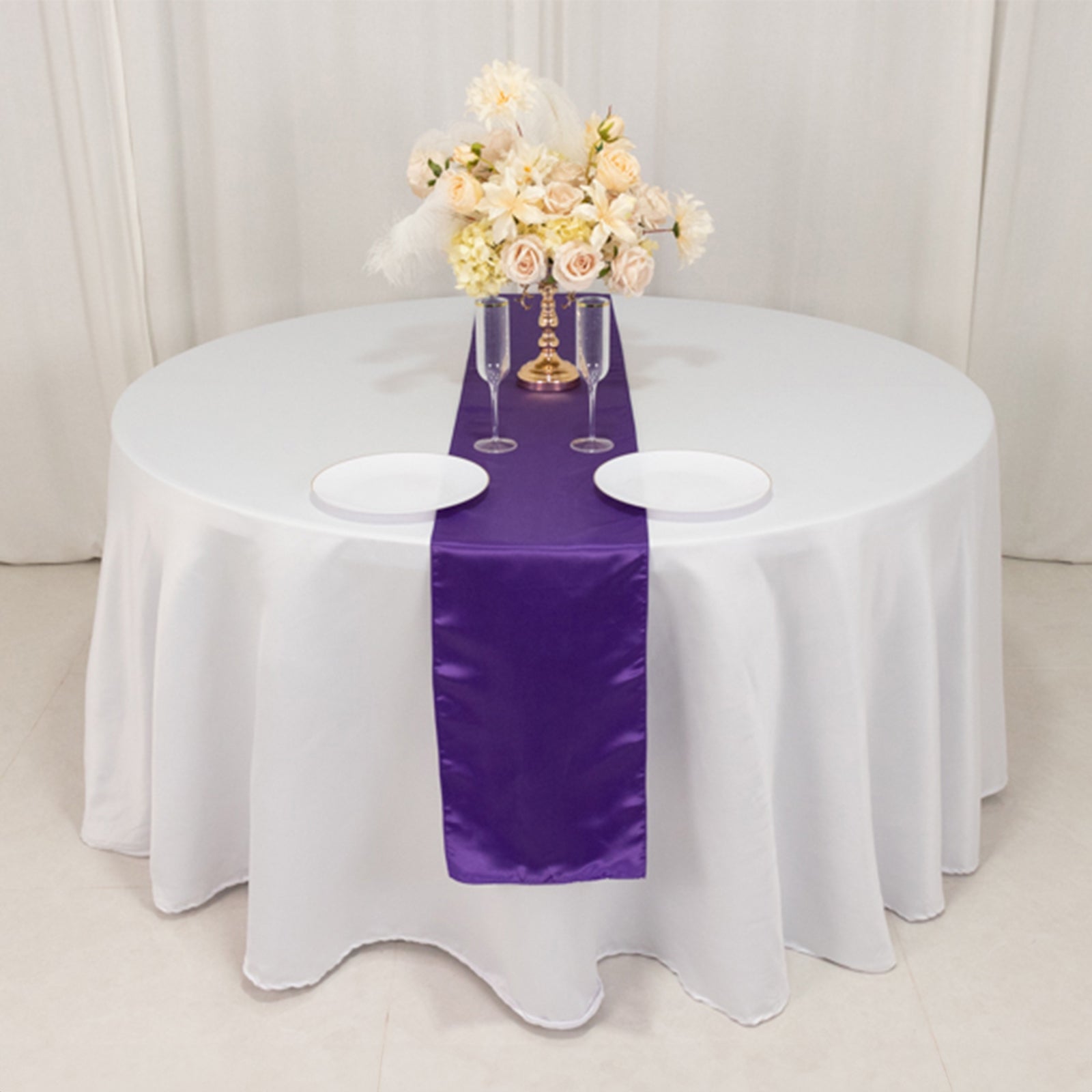 Lamour Satin 12"x108" Table Runner Purple - Smooth & Lustrous Finish
