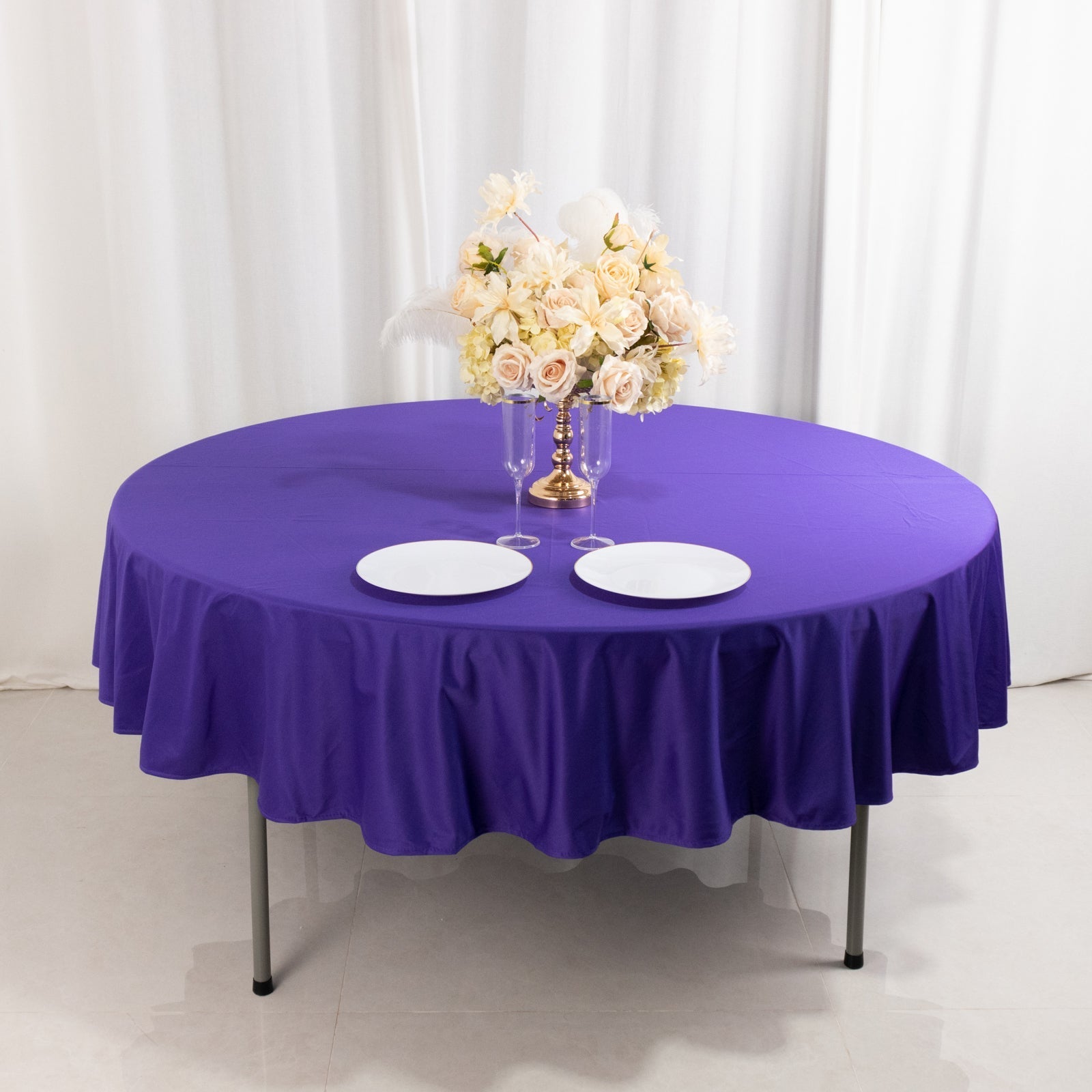 Scuba Round 90" Tablecloth Purple - Wrinkle Free & Stain Resistant Table Cover