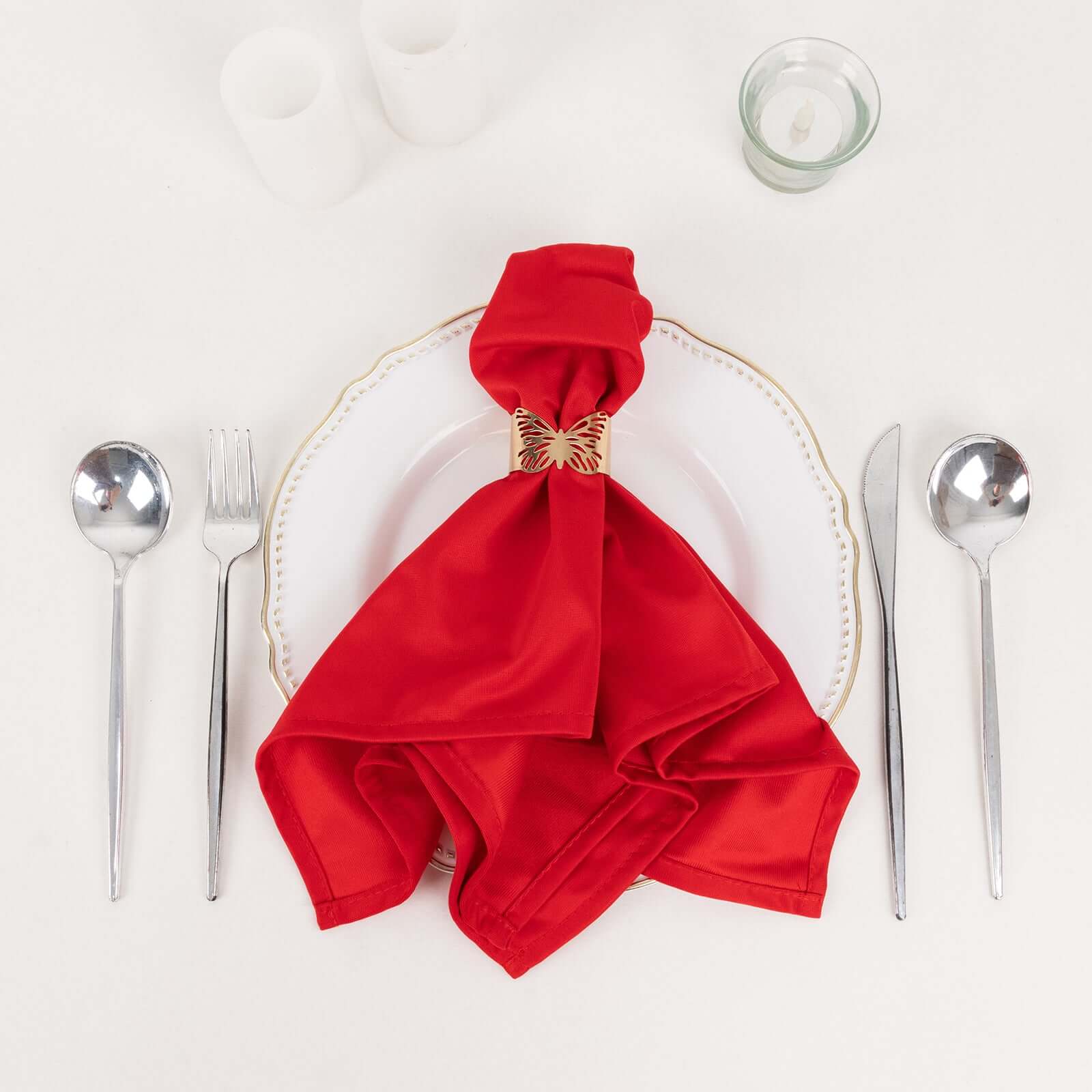 5 Pack Scuba 20"x20" Napkins Red - Durable & Reusable Dinner Napkins