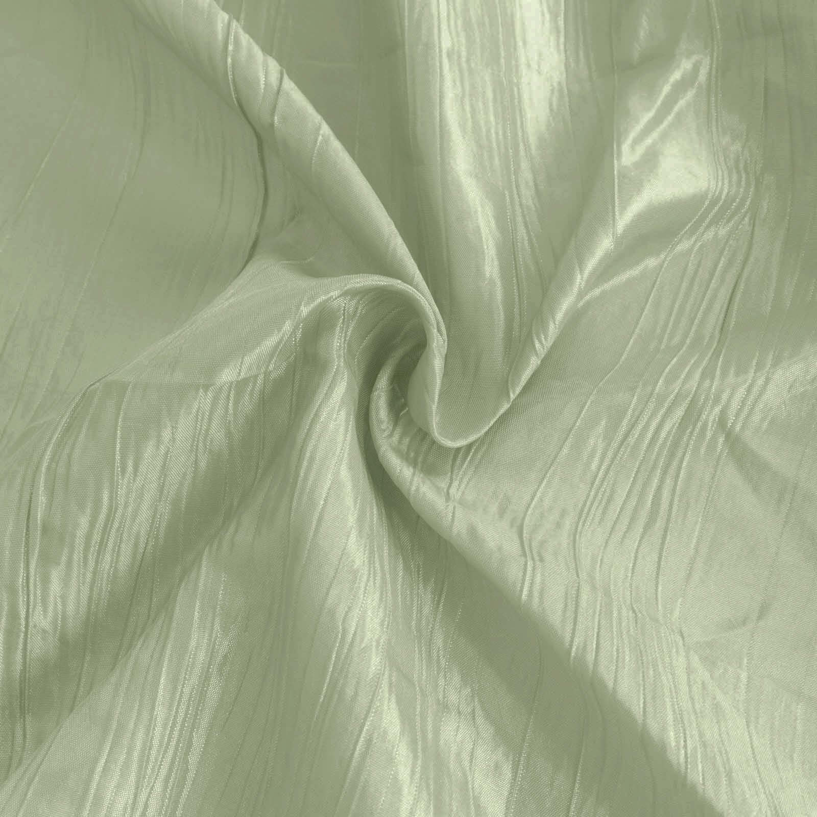 Taffeta 132" Round Tablecloth Sage Green - Seamless Accordion Crinkle Table Cover
