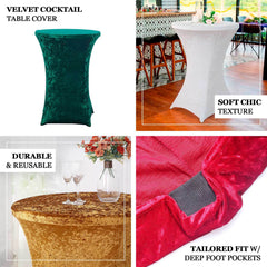 Crushed Velvet Spandex 30" Round Cocktail Table Cover Sage Green Smooth Highboy Tablecloth
